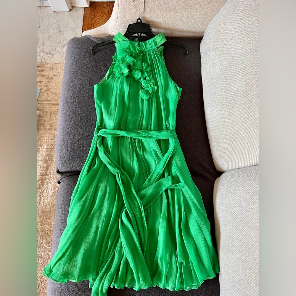 Zara Vibrant Green Pleated Dress